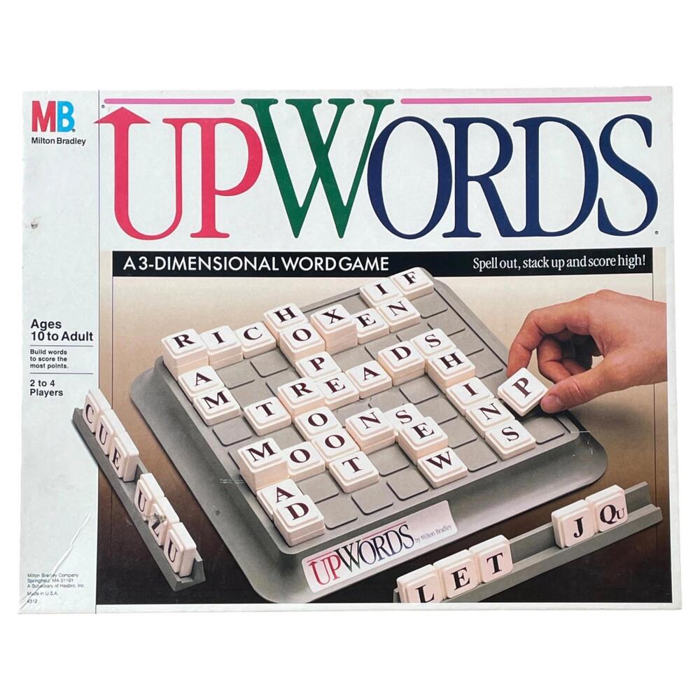 Vintage 1988 Upwords 3D Word Game Milton Bradley Complete Board Game CLEAN!
